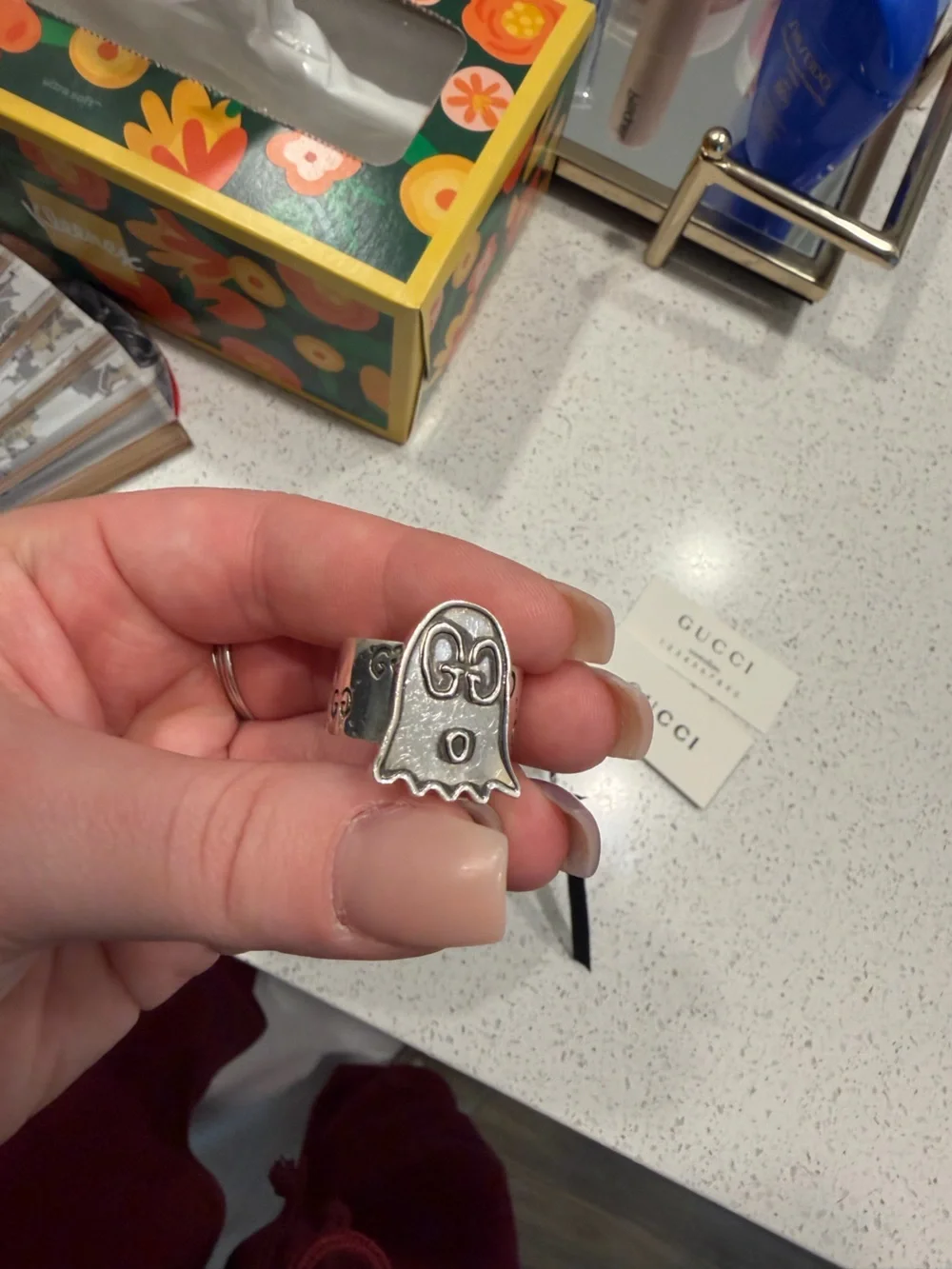 Gucci Silver Ghost Motif Ring - Silver